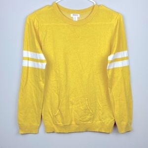 Yellow Crew Neck Sweater with Front Pocket